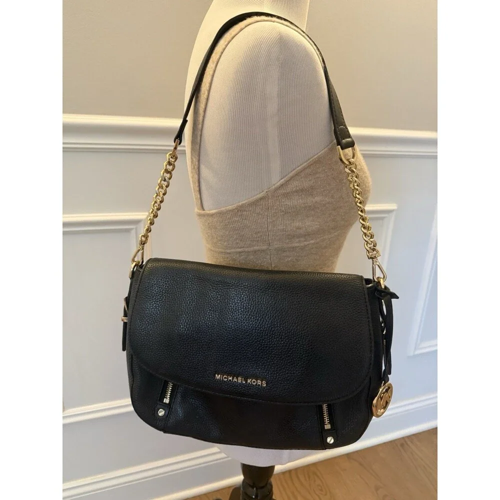 Michael Kors Crossbody Bedford Legacy Medium Flap Leather Shoulder Bag Black